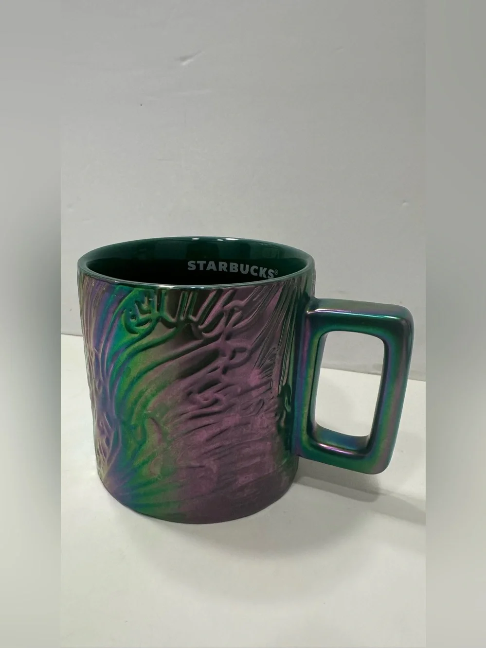 Starbucks Spring Green Siren Mermaid Tail Iridescent  Coffee Mug 14oz 3D cup